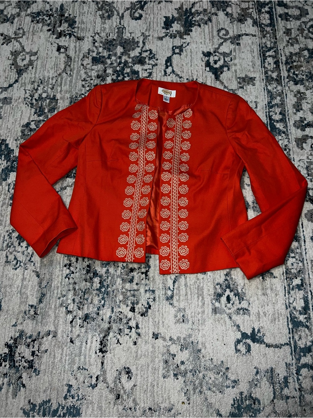 Vintage Talbots red floral embroidered blazer